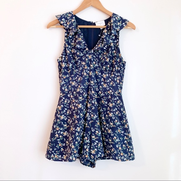 Everly Pants - Everly Blue & Floral Print  Ruffle Romper